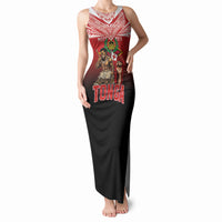 Mate Ma'a Tonga Tank Maxi Dress Traditional Warrior and Ngatu Art Pattern LT03 Women Red - Polynesian Pride