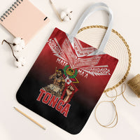 Mate Ma'a Tonga Tote Bag Traditional Warrior and Ngatu Art Pattern LT03 White Strap One Size Red - Polynesian Pride