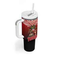 Mate Ma'a Tonga Tumbler With Handle Traditional Warrior and Ngatu Art Pattern LT03 - Polynesian Pride