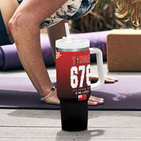 Mate Ma'a Tonga Tumbler With Handle Traditional Warrior and Ngatu Art Pattern LT03 - Polynesian Pride