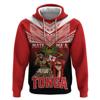 Mate Ma'a Tonga Zip Hoodie Traditional Warrior and Ngatu Art Pattern LT03 Pullover Hoodie Red - Polynesian Pride