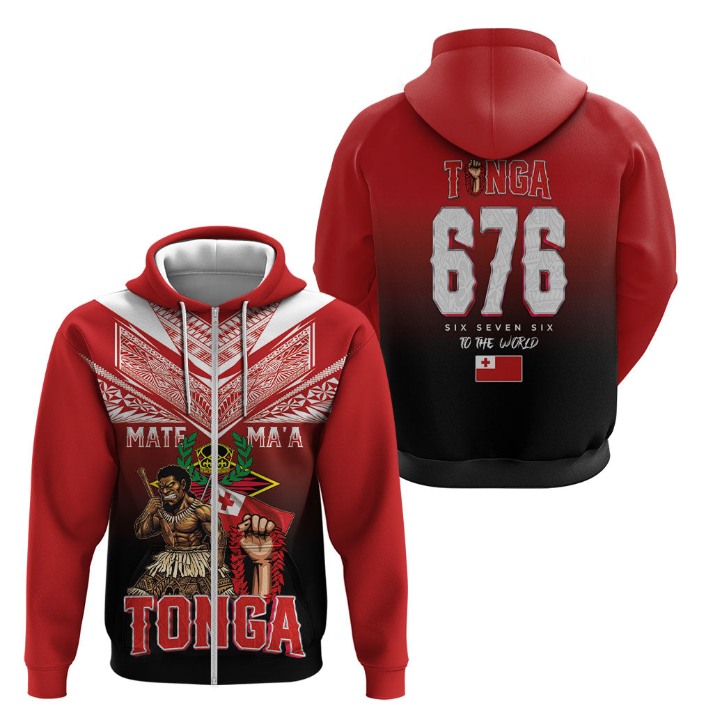 Mate Ma'a Tonga Zip Hoodie Traditional Warrior and Ngatu Art Pattern LT03 - Polynesian Pride