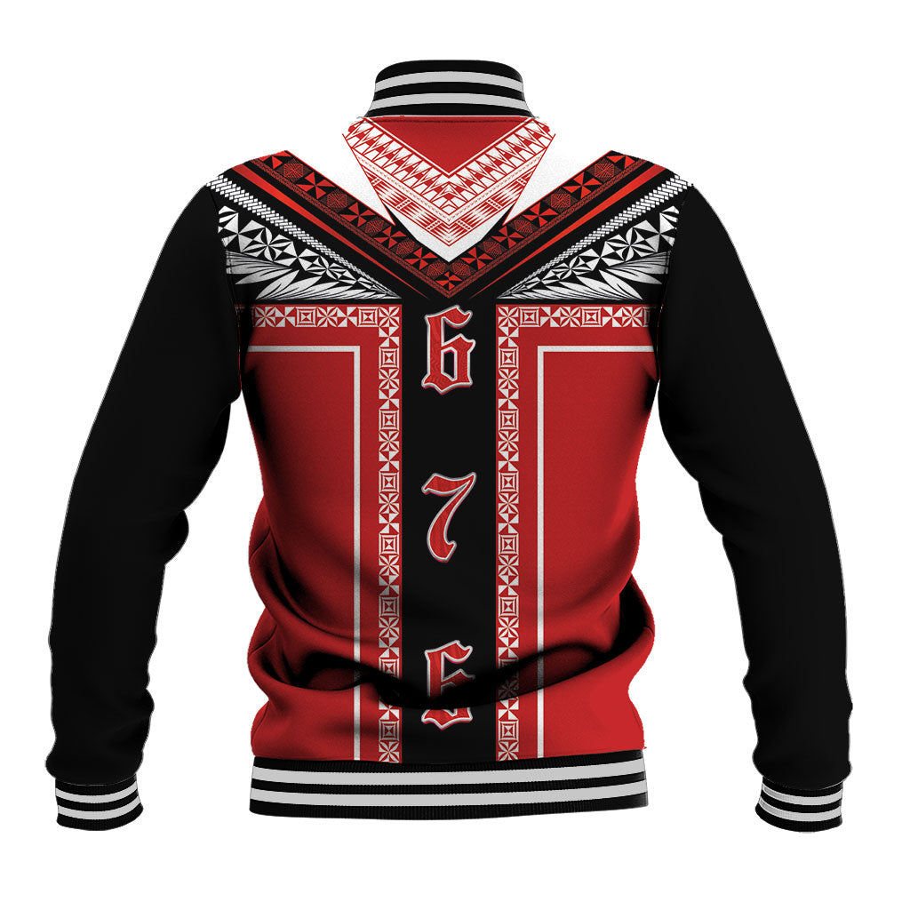 Tonga Baseball Jacket Tribal Pacific Ngatu Motif LT03 - Polynesian Pride