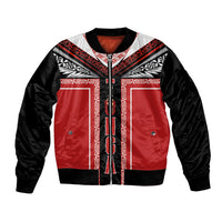 Tonga Bomber Jacket Tribal Pacific Ngatu Motif LT03 Unisex Red - Polynesian Pride