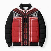 Tonga Bomber Puffer Jacket Tribal Pacific Ngatu Motif LT03 Unisex Red - Polynesian Pride