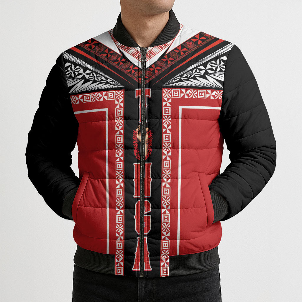 Tonga Bomber Puffer Jacket Tribal Pacific Ngatu Motif LT03 - Polynesian Pride