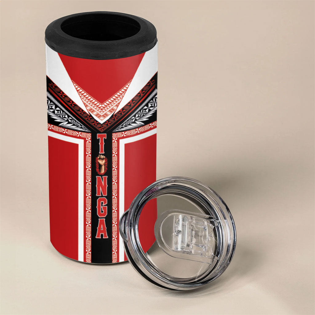 Tonga 4 in 1 Can Cooler Tumbler Tribal Pacific Ngatu Motif LT03 - Polynesian Pride