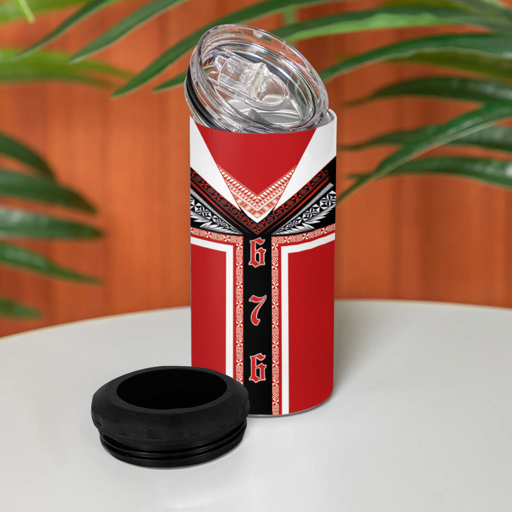 Tonga 4 in 1 Can Cooler Tumbler Tribal Pacific Ngatu Motif LT03 - Polynesian Pride