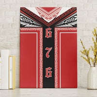 Tonga Canvas Wall Art Tribal Pacific Ngatu Motif LT03 Without Frame Red - Polynesian Pride