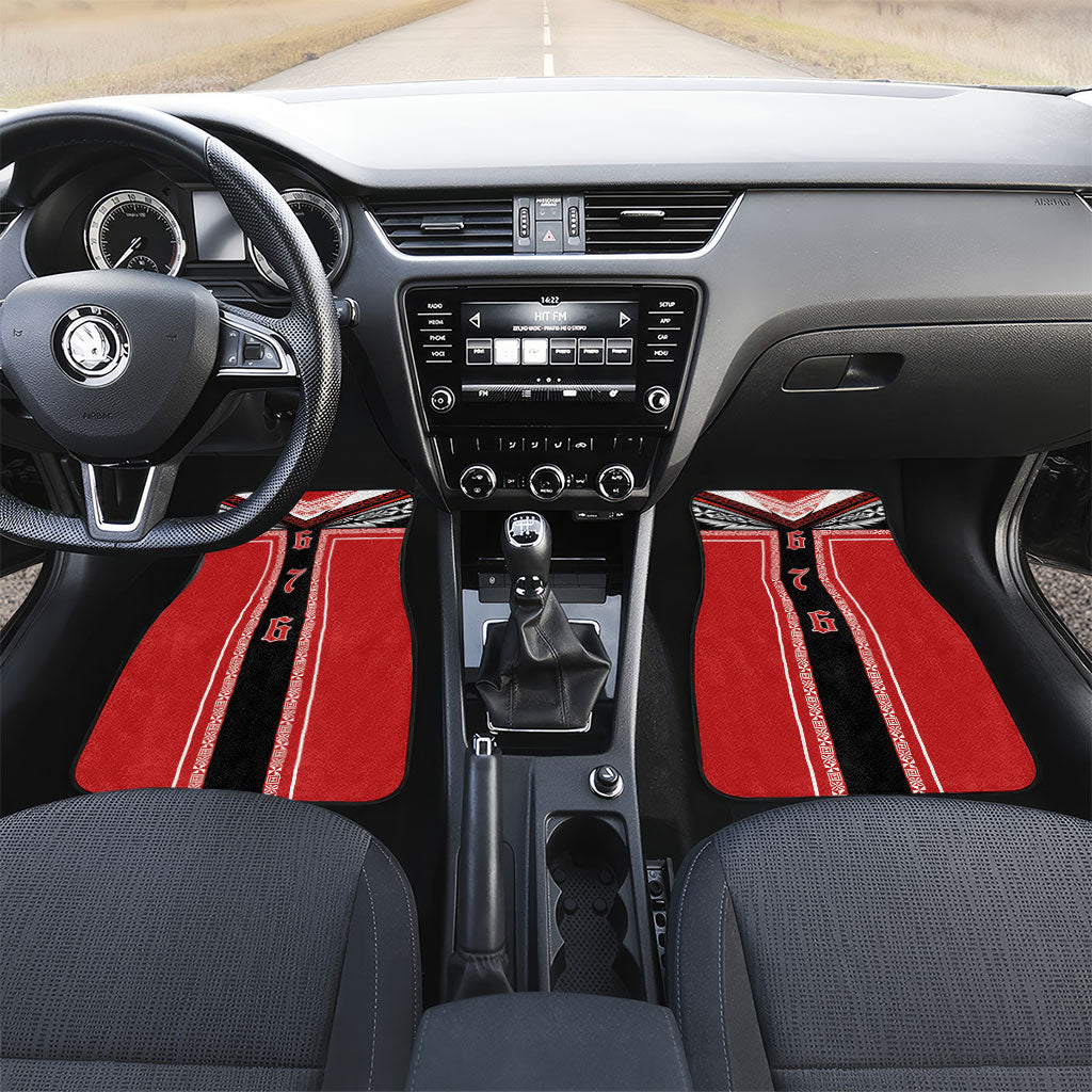 Tonga Car Mats Tribal Pacific Ngatu Motif LT03 Set 2pcs - Front Red - Polynesian Pride