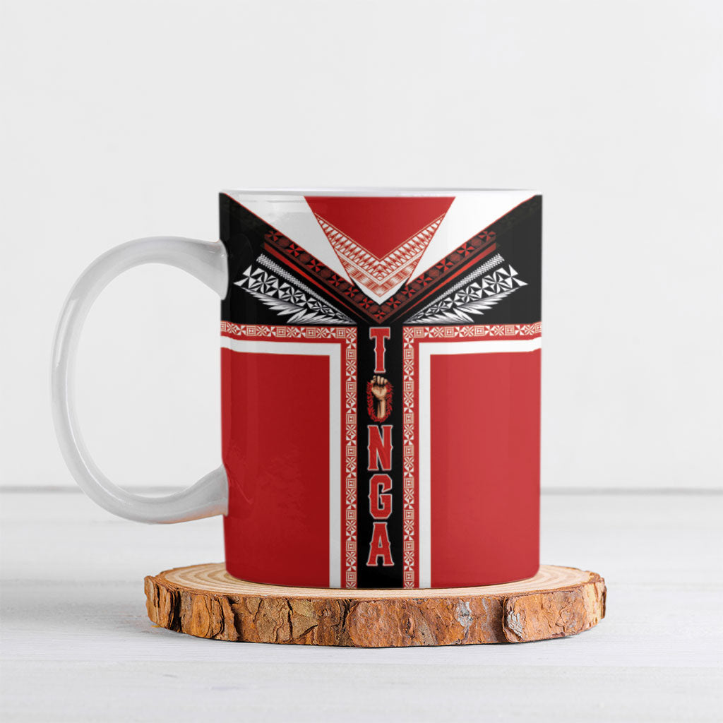 Tonga Ceramic Mug Tribal Pacific Ngatu Motif LT03 Red - Polynesian Pride