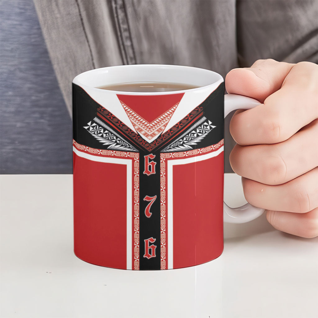 Tonga Ceramic Mug Tribal Pacific Ngatu Motif LT03 - Polynesian Pride