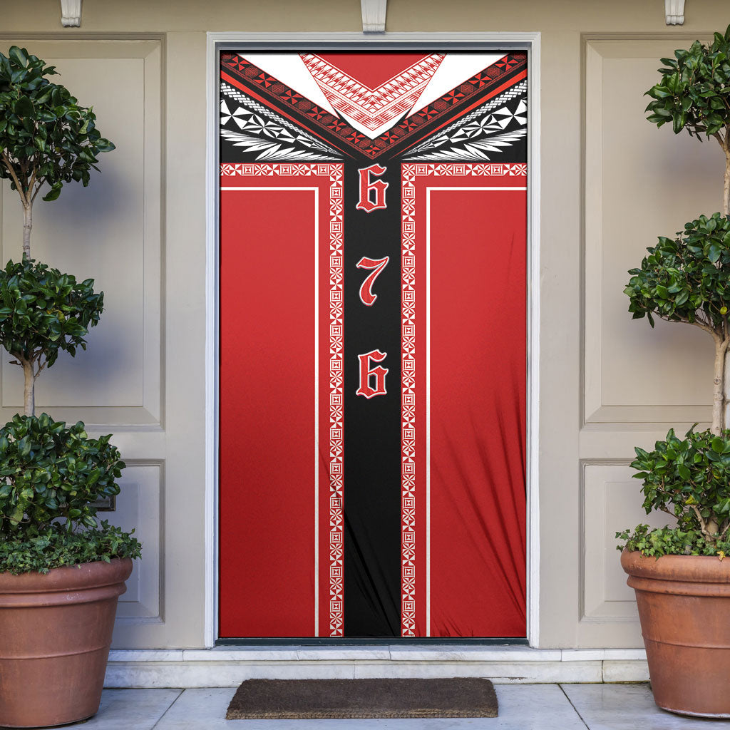Tonga Door Cover Tribal Pacific Ngatu Motif LT03 Red - Polynesian Pride