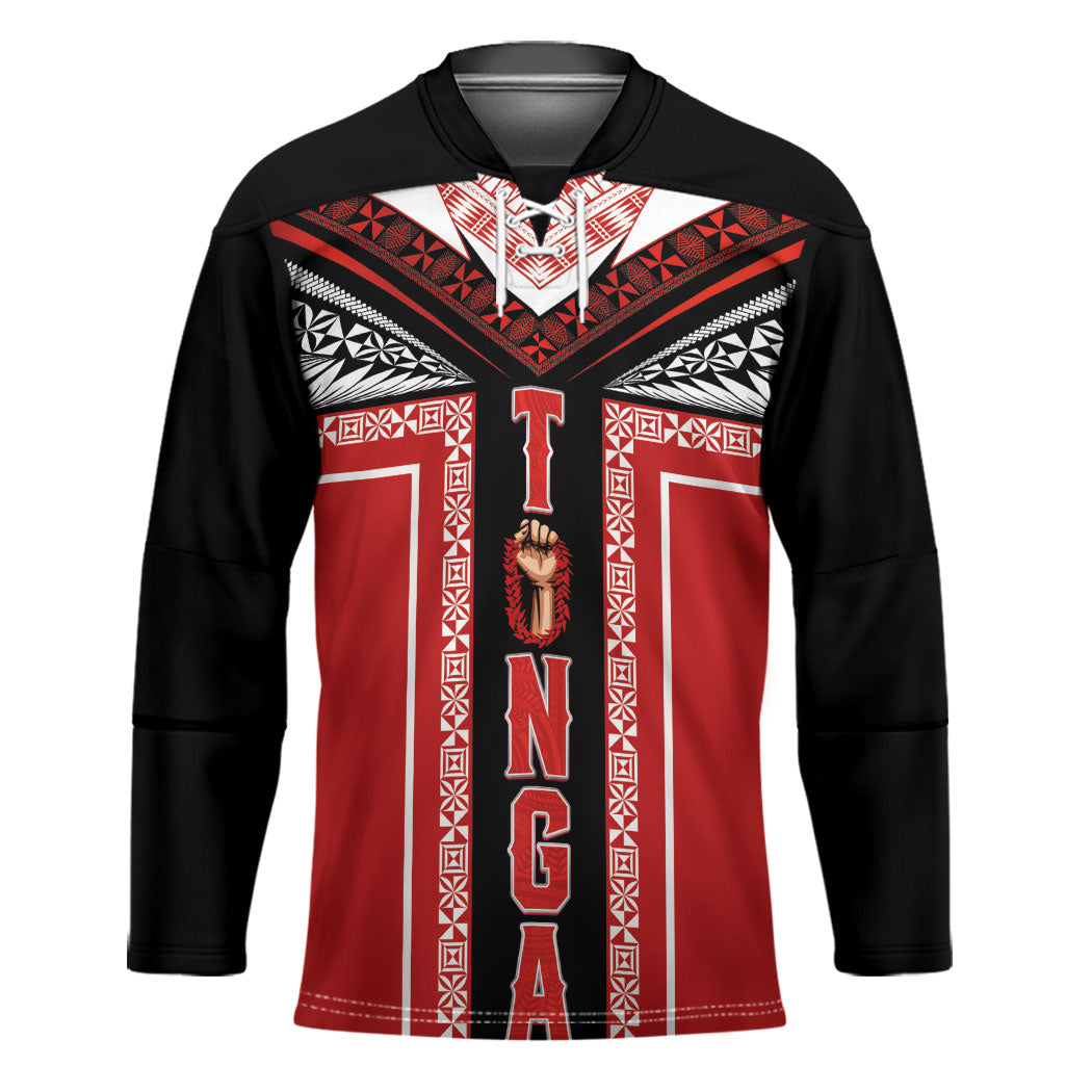 Tonga Hockey Jersey Tribal Pacific Ngatu Motif LT03 Unisex Red - Polynesian Pride