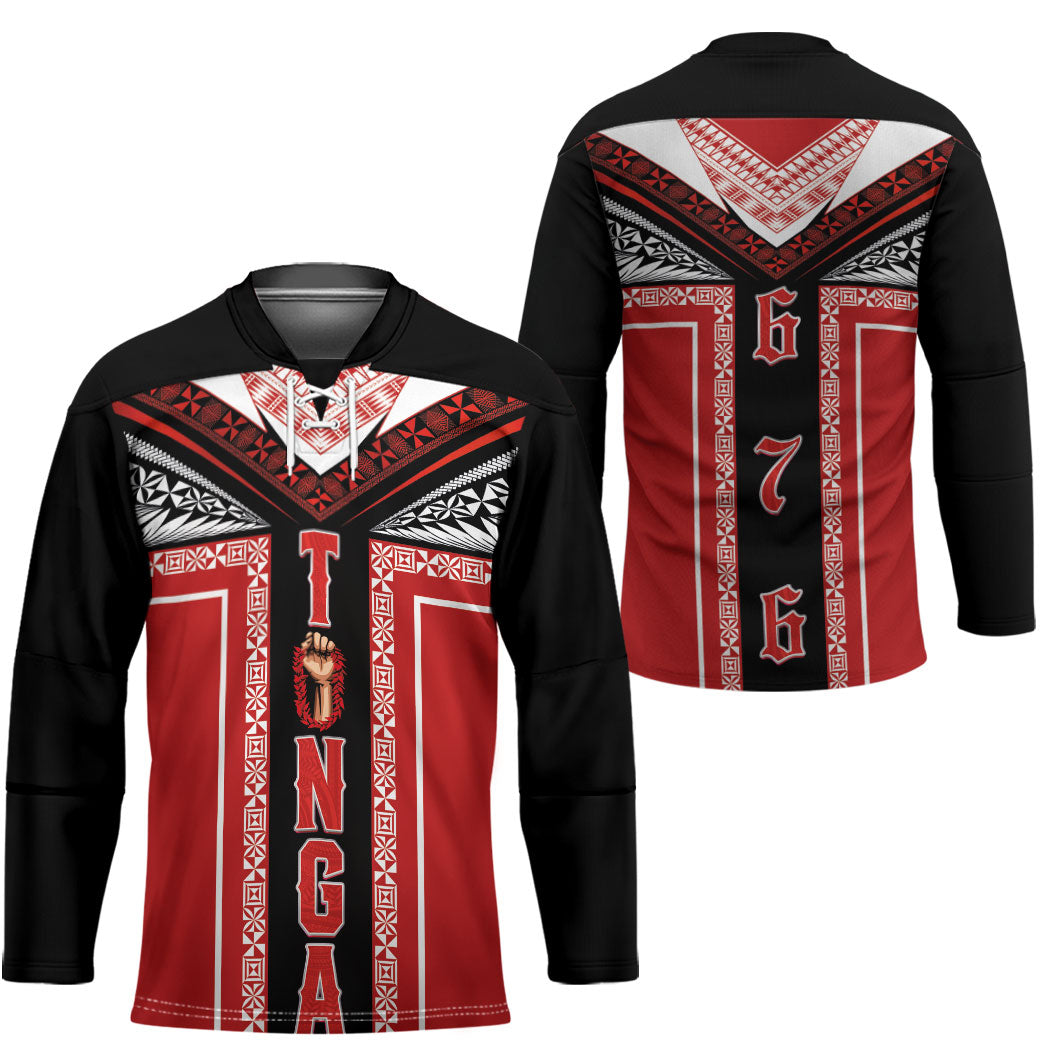 Tonga Hockey Jersey Tribal Pacific Ngatu Motif LT03 - Polynesian Pride