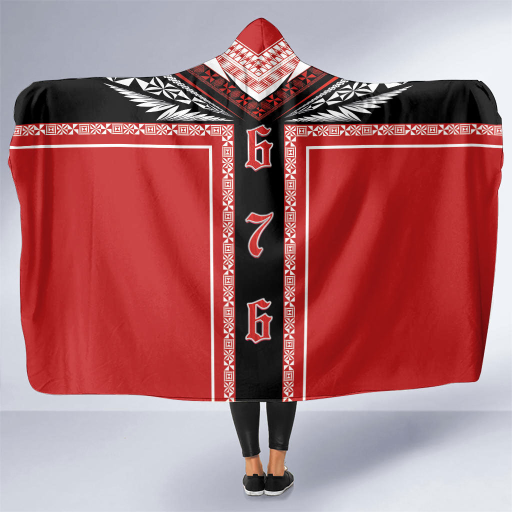 Tonga Hooded Blanket Tribal Pacific Ngatu Motif LT03 One Size Red - Polynesian Pride