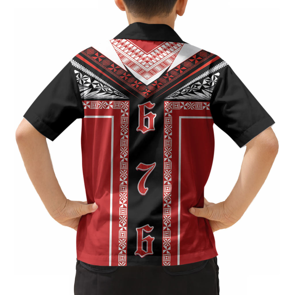 Tonga Kid Hawaiian Shirt Tribal Pacific Ngatu Motif LT03 - Polynesian Pride