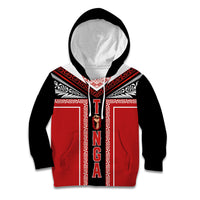 Tonga Kid Hoodie Tribal Pacific Ngatu Motif LT03 Hoodie Red - Polynesian Pride
