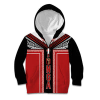 Tonga Kid Hoodie Tribal Pacific Ngatu Motif LT03 Zip Hoodie Red - Polynesian Pride