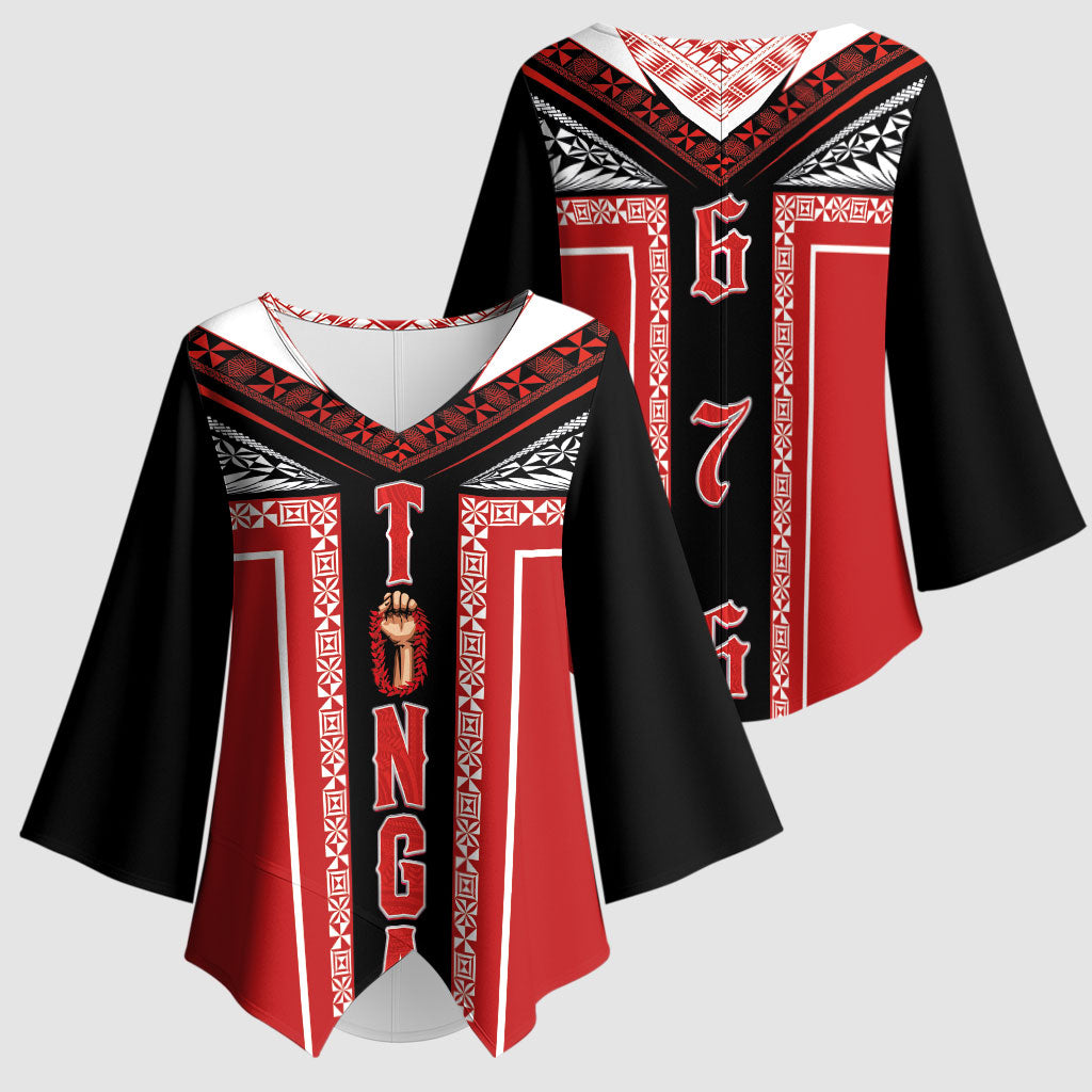 Tonga Kimono Sleeve Blouse Tribal Pacific Ngatu Motif LT03 - Polynesian Pride