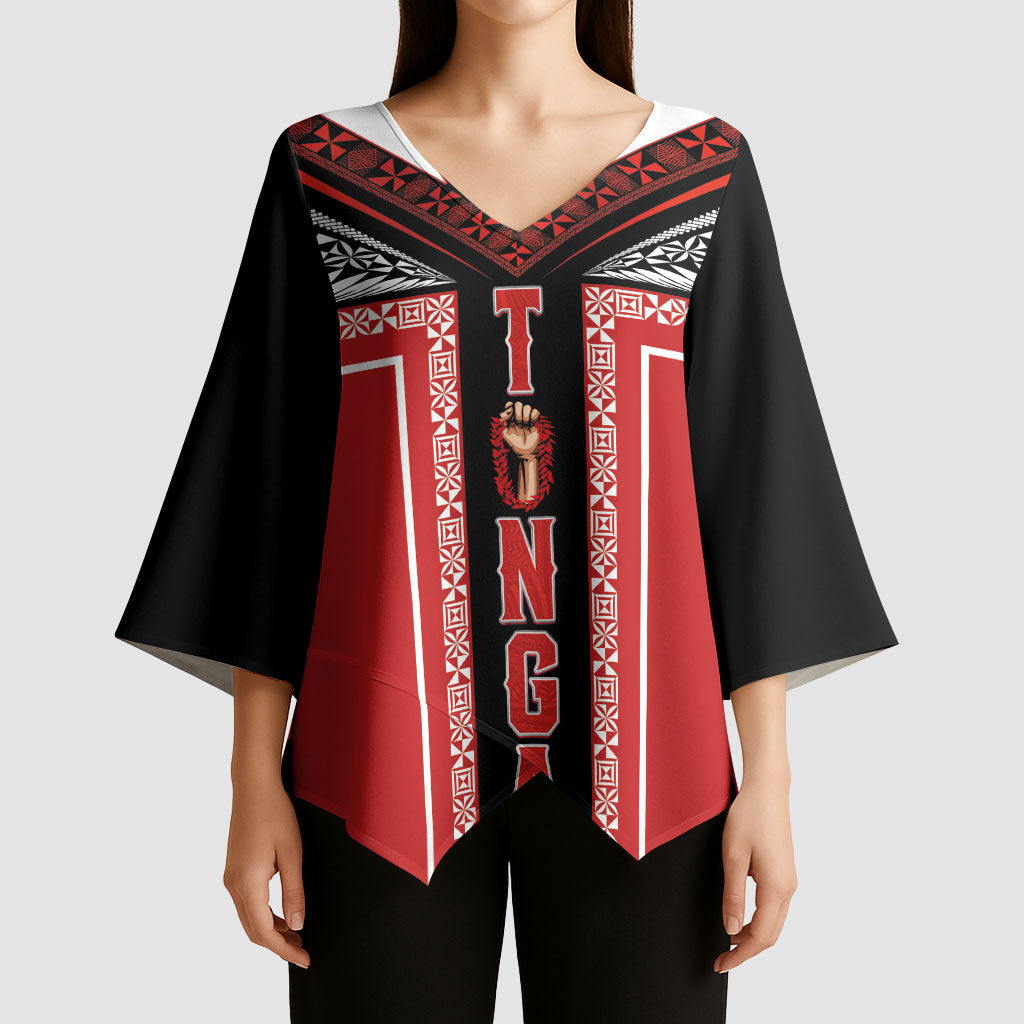 Tonga Kimono Sleeve Blouse Tribal Pacific Ngatu Motif LT03 - Polynesian Pride