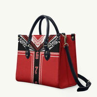 Tonga Leather Bag Tribal Pacific Ngatu Motif LT03 Red - Polynesian Pride