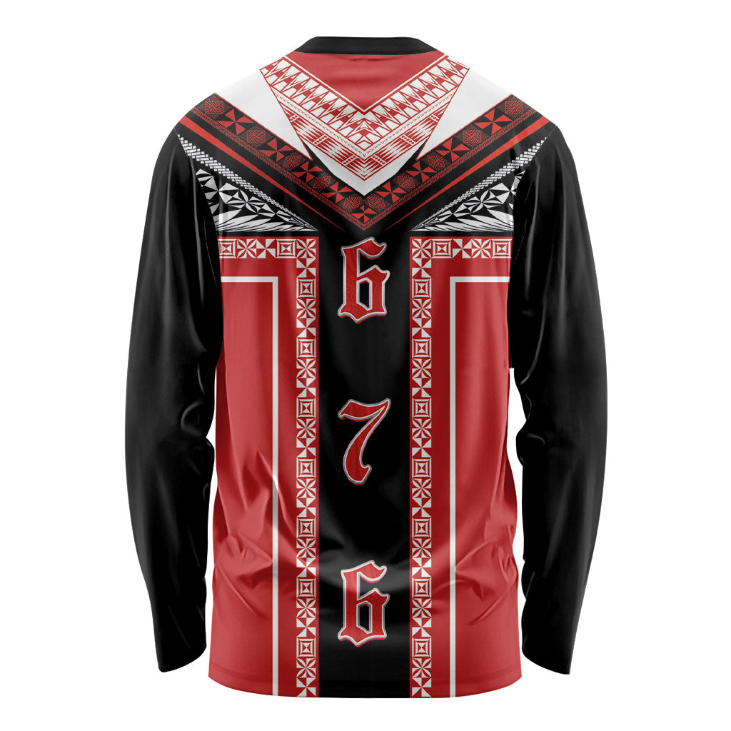 Tonga Long Sleeve Shirt Tribal Pacific Ngatu Motif LT03 - Polynesian Pride