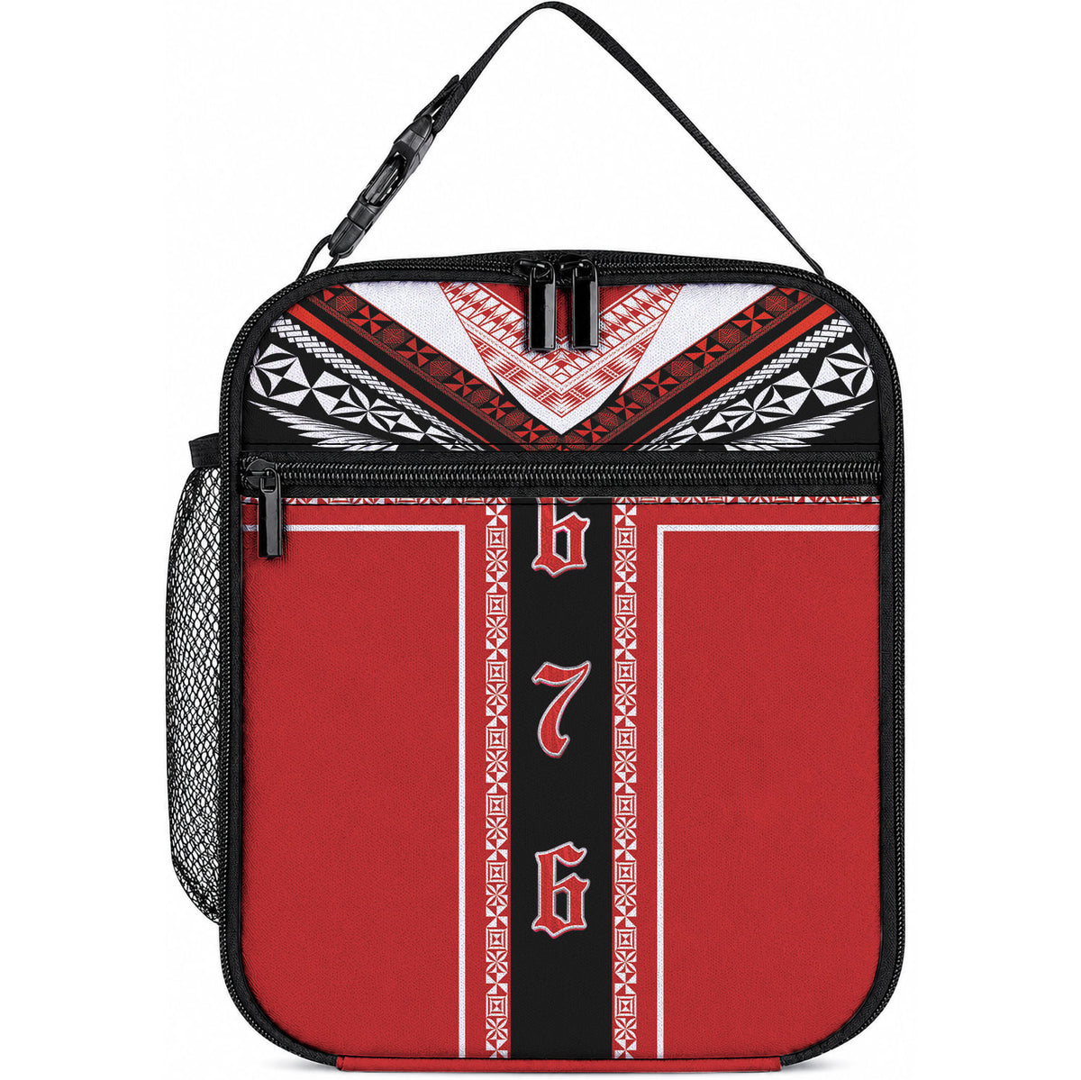 Tonga Lunch Bag Tribal Pacific Ngatu Motif LT03 10.2 × 8.3 × 4.3 inch Red - Polynesian Pride
