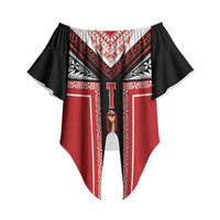 Tonga Off Shoulder Wrap Waist Top Tribal Pacific Ngatu Motif LT03 - Polynesian Pride