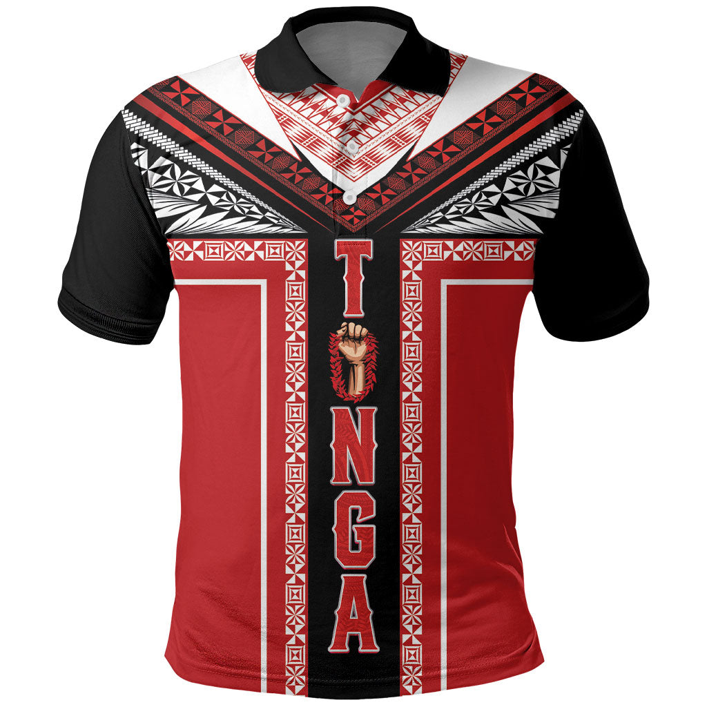 Tonga Polo Shirt Tribal Pacific Ngatu Motif LT03 Red - Polynesian Pride