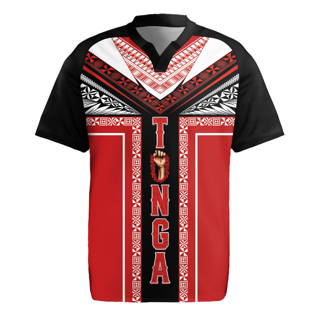 Tonga Rugby Jersey Tribal Pacific Ngatu Motif LT03 Red - Polynesian Pride