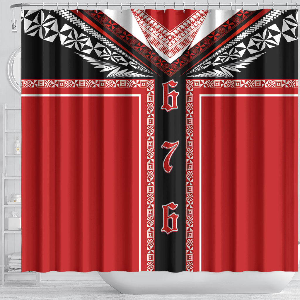 Tonga Shower Curtain Tribal Pacific Ngatu Motif LT03 - Polynesian Pride