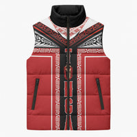 Tonga Sleeveless Puffer Jacket Tribal Pacific Ngatu Motif LT03 Unisex Red - Polynesian Pride