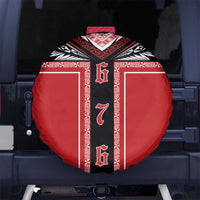 Tonga Spare Tire Cover Tribal Pacific Ngatu Motif LT03 No hole Red - Polynesian Pride