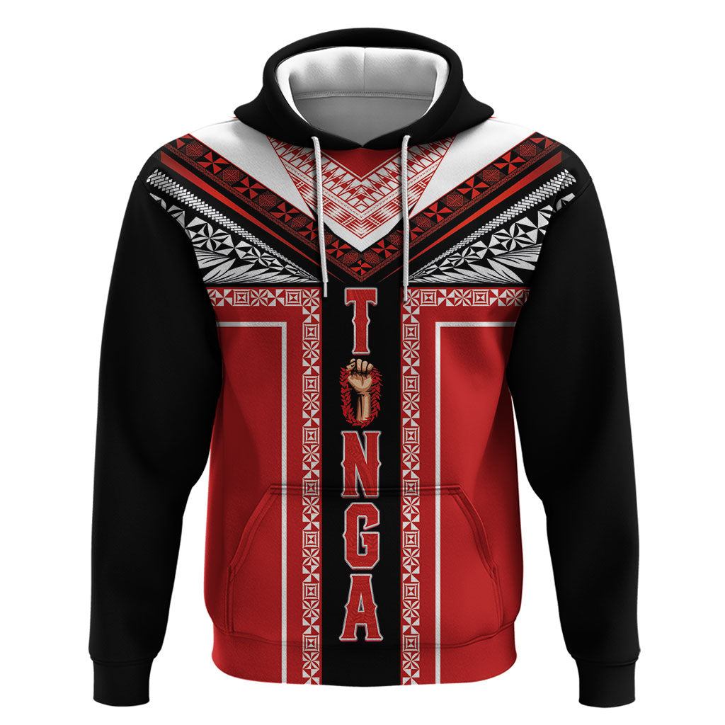 Tonga Zip Hoodie Tribal Pacific Ngatu Motif LT03 Pullover Hoodie Red - Polynesian Pride