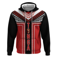 Tonga Zip Hoodie Tribal Pacific Ngatu Motif LT03 Pullover Hoodie Red - Polynesian Pride