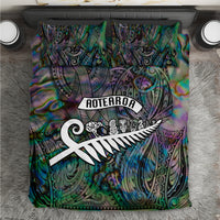 New Zealand Bedding Set Aotearoa Symbols With Silver Fern LT03 Black - Polynesian Pride