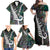 New Zealand Family Matching Off Shoulder Maxi Dress and Hawaiian Shirt Aotearoa Symbols With Silver Fern LT03 - Polynesian Pride