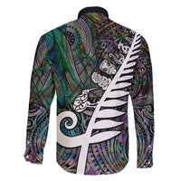New Zealand Family Matching Tank Maxi Dress and Hawaiian Shirt Aotearoa Symbols With Silver Fern LT03 - Polynesian Pride
