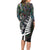 New Zealand Long Sleeve Bodycon Dress Aotearoa Symbols With Silver Fern LT03 - Polynesian Pride