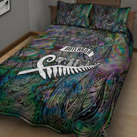 New Zealand Quilt Bed Set Aotearoa Symbols With Silver Fern LT03 - Polynesian Pride