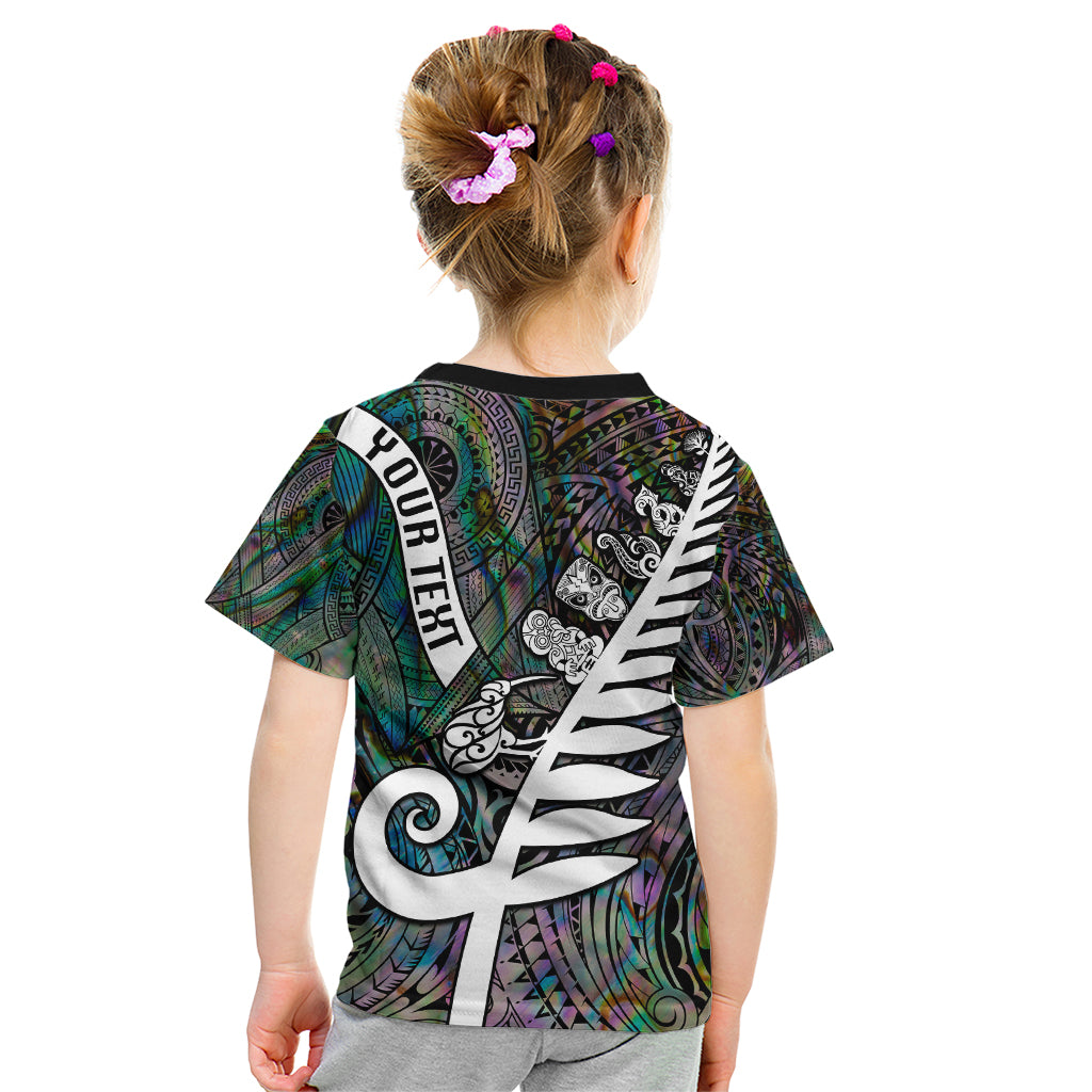 Personalized New Zealand Kid T Shirt Aotearoa Symbols With Silver Fern LT03 - Polynesian Pride