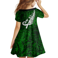 New Zealand Family Matching Tank Maxi Dress and Hawaiian Shirt Silver Fern and Maori Symbols Papua Shell Green Style LT03 - Polynesian Pride