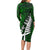 New Zealand Long Sleeve Bodycon Dress Silver Fern and Maori Symbols Papua Shell Green Style LT03 - Polynesian Pride