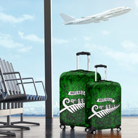 New Zealand Luggage Cover Silver Fern and Maori Symbols Papua Shell Green Style LT03 - Polynesian Pride