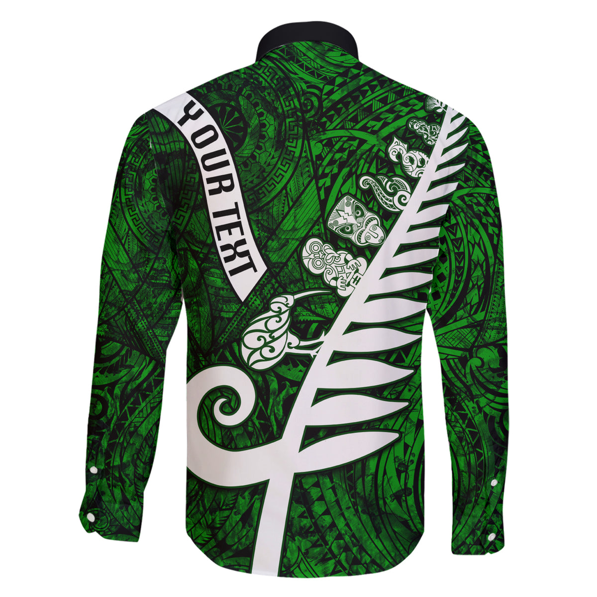 Personalized New Zealand Family Matching Short Sleeve Bodycon Dress and Hawaiian Shirt Silver Fern and Maori Symbols Papua Shell Green Style LT03 - Polynesian Pride