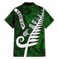 Personalized New Zealand Family Matching Tank Maxi Dress and Hawaiian Shirt Silver Fern and Maori Symbols Papua Shell Green Style LT03 - Polynesian Pride