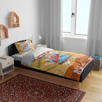 Hawaii Mele Kalikimaka Bedding Set Funny Santa Claus Surfing on Tropical Plants - Polynesian Pride