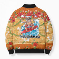 Hawaii Mele Kalikimaka Bomber Puffer Jacket Funny Santa Claus Surfing on Tropical Plants LT03 - Polynesian Pride