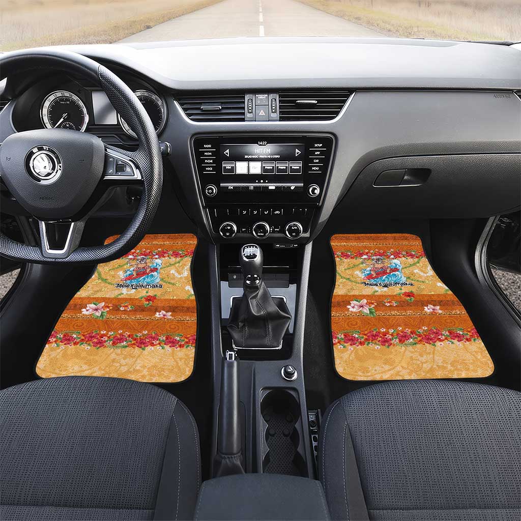 Hawaii Mele Kalikimaka Car Mats Funny Santa Claus Surfing on Tropical Plants LT03 Set 2pcs - Front Multicolor - Polynesian Pride